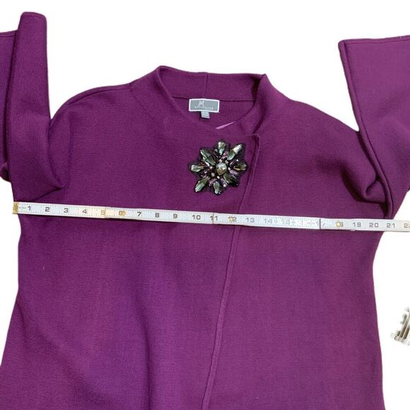 JM Collection Purple Embellished 3/4 Sleeve Cardigan Sz Petite Sm Classy Glam - Picture 8 of 12
